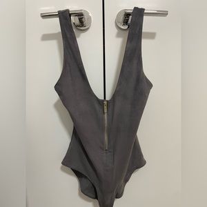 House of CB Vegan Suede Grey Bodysuit Size XS